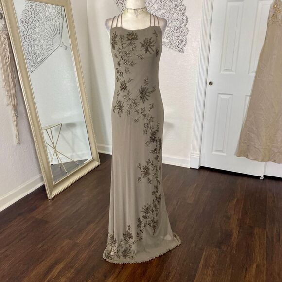 Caché Early 2000's Ethereal Pinterest Famous Mesh Beaded Prom Formal Dress XS S - Picture 2 of 8